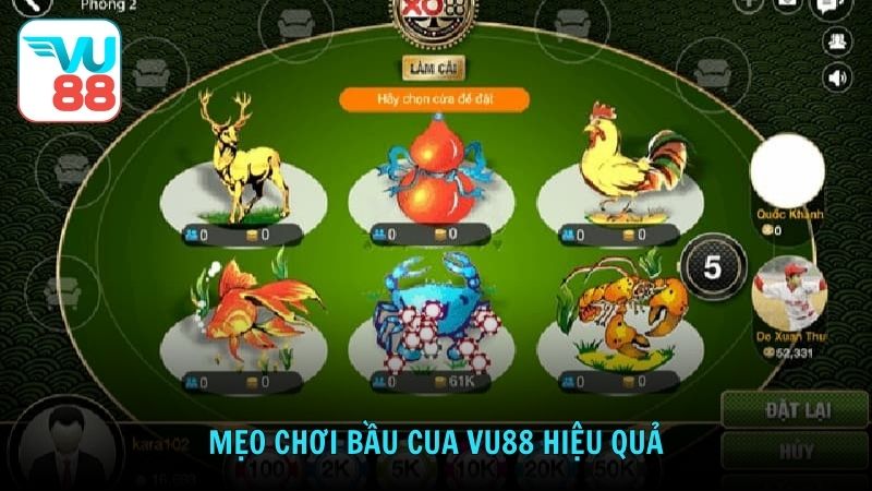Mẹo chơi Bầu Cua VU88 hiệu quả